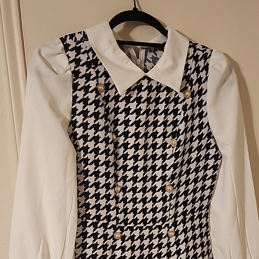 SHEIN Black and White Houndstooth Dress